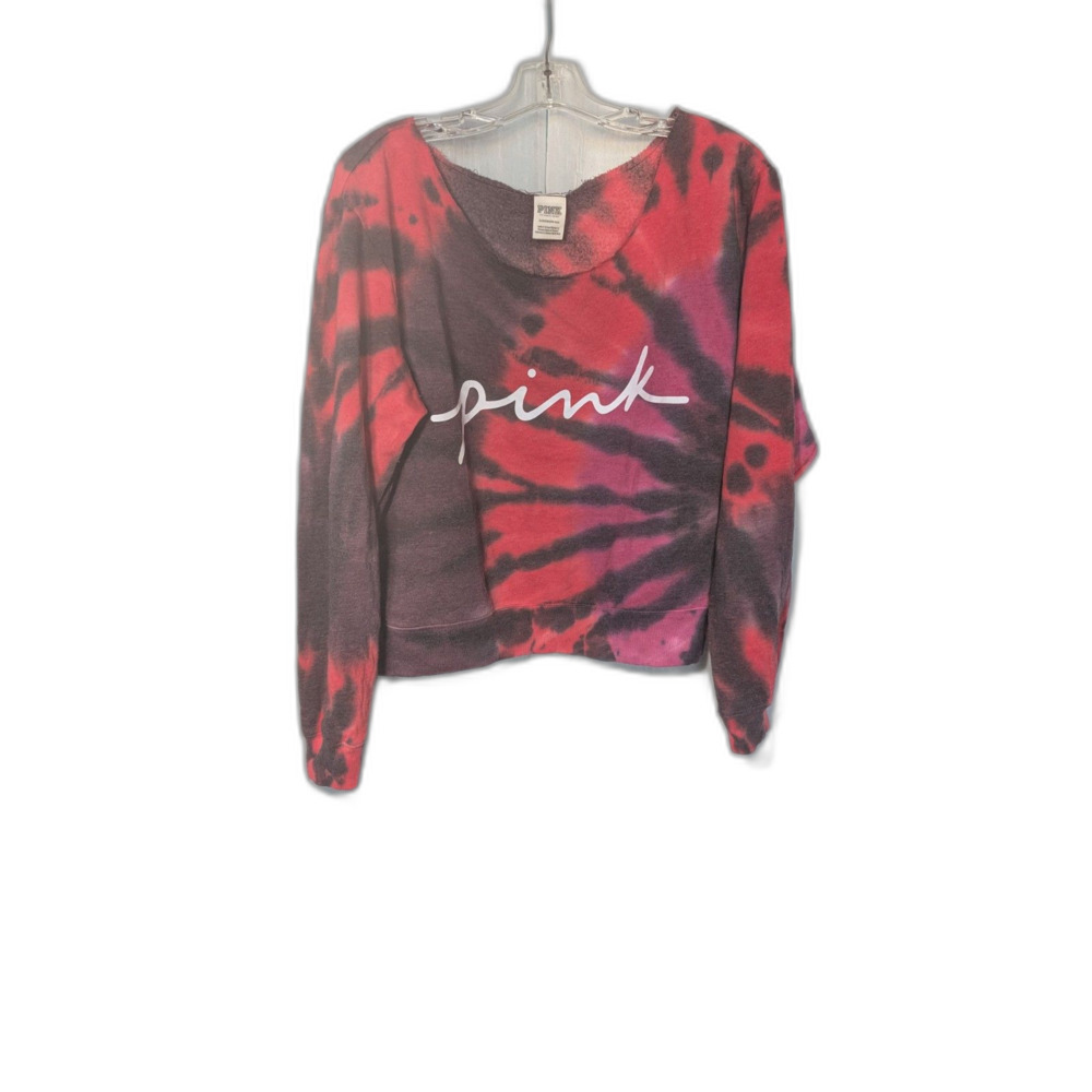 VS PINK Supernova Tie Dye Cropped Off-Shoulder Sweatshirt Lounge Crew